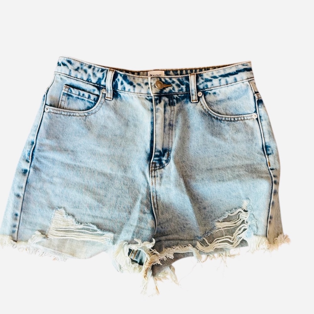 Princess Polly Denim Shorts Cut Offs Frayed Distressed Jean Shorts Blue S 6